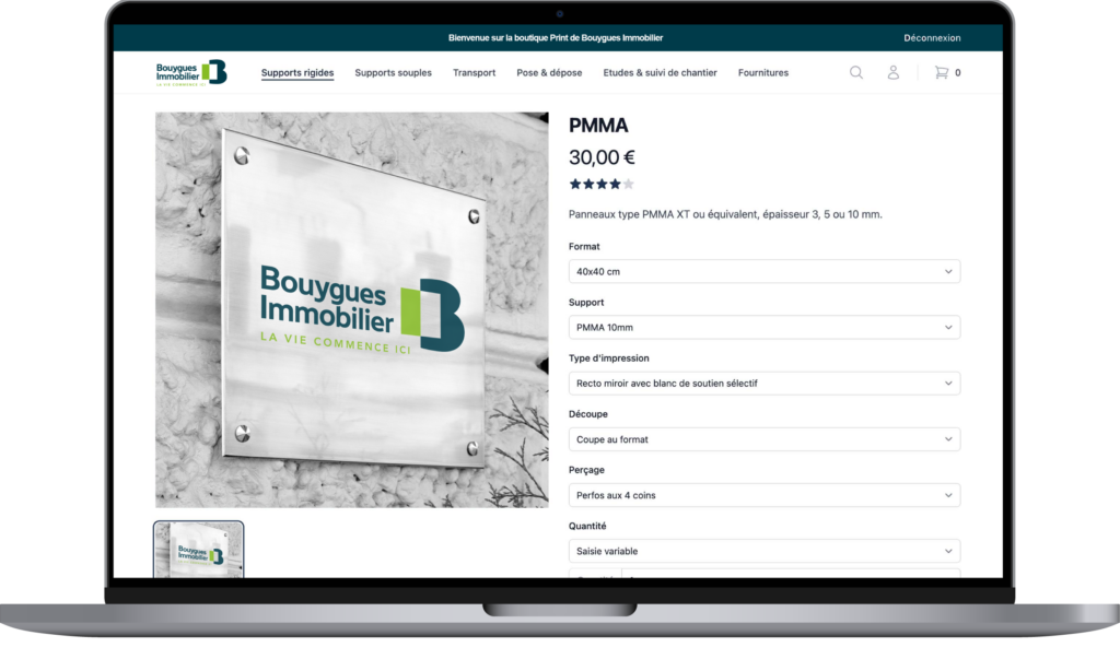 E-shop web-to-print, 100% cloud, pour les imprimeurs permettant d'automatiser l'ensemble du workflox, de la vente en ligne à la production jusqu'aux expéditions.